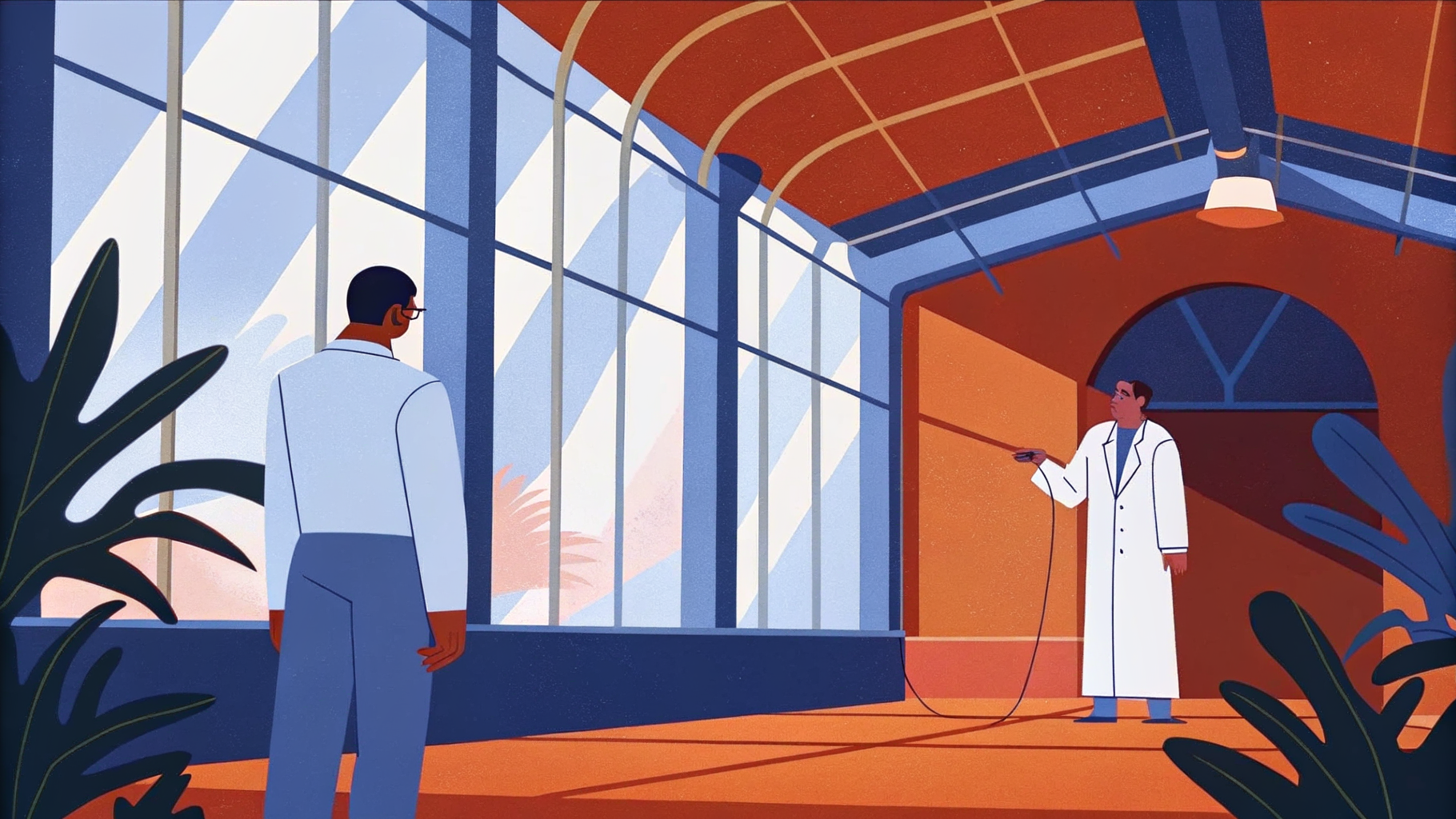 Modérateur coupant câbles épineux d'une tête humanoïde en vitrine fissurée