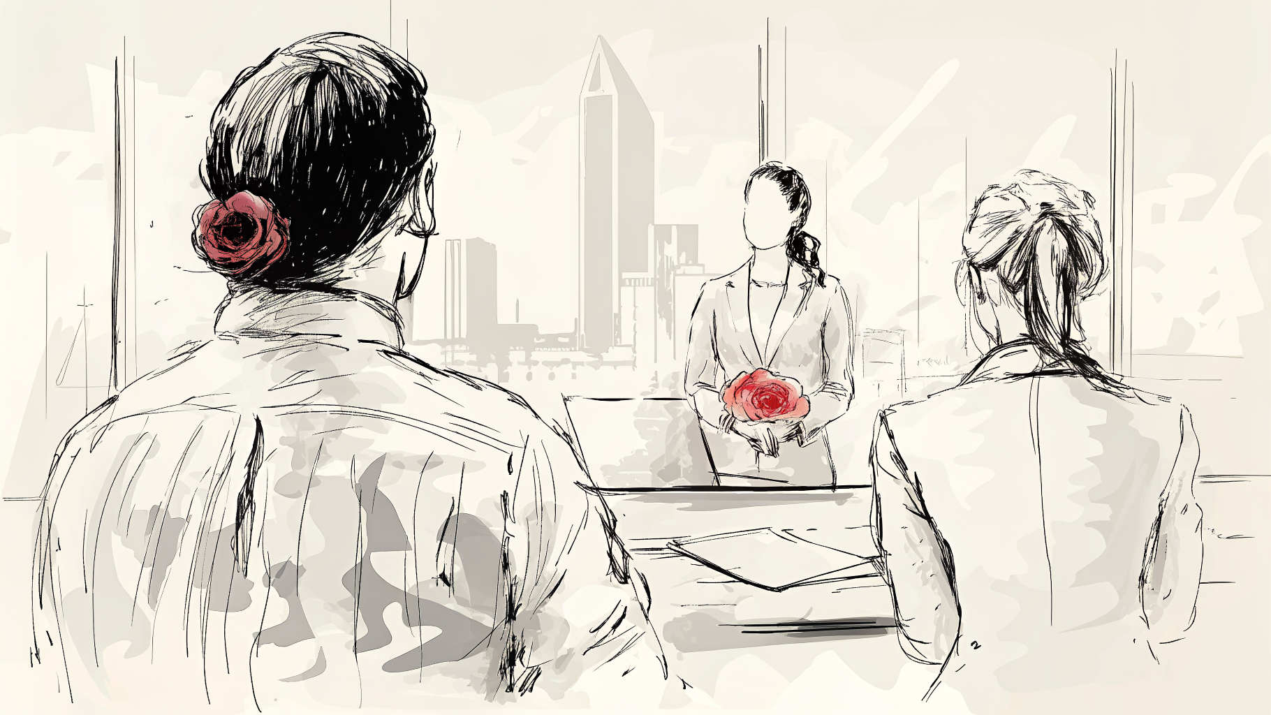 Analyste M&A face à une onde vocale dirigeant dossiers et pièces dans un entonnoir mécanique