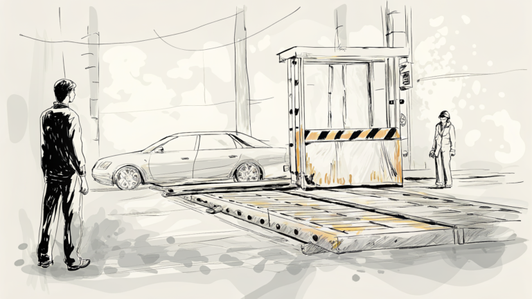 Chef de produit épuisé devant convoyeur de cubes lumineux et barrière verrouillée