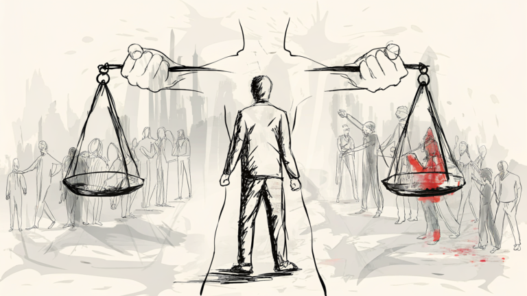 Mentor tressant un pont de code lumineux tandis que travailleurs montent vers serveurs translucides