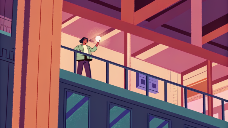 Ingénieur sur passerelle tenant un wafer lumineux reliant voiture électrique et fusée