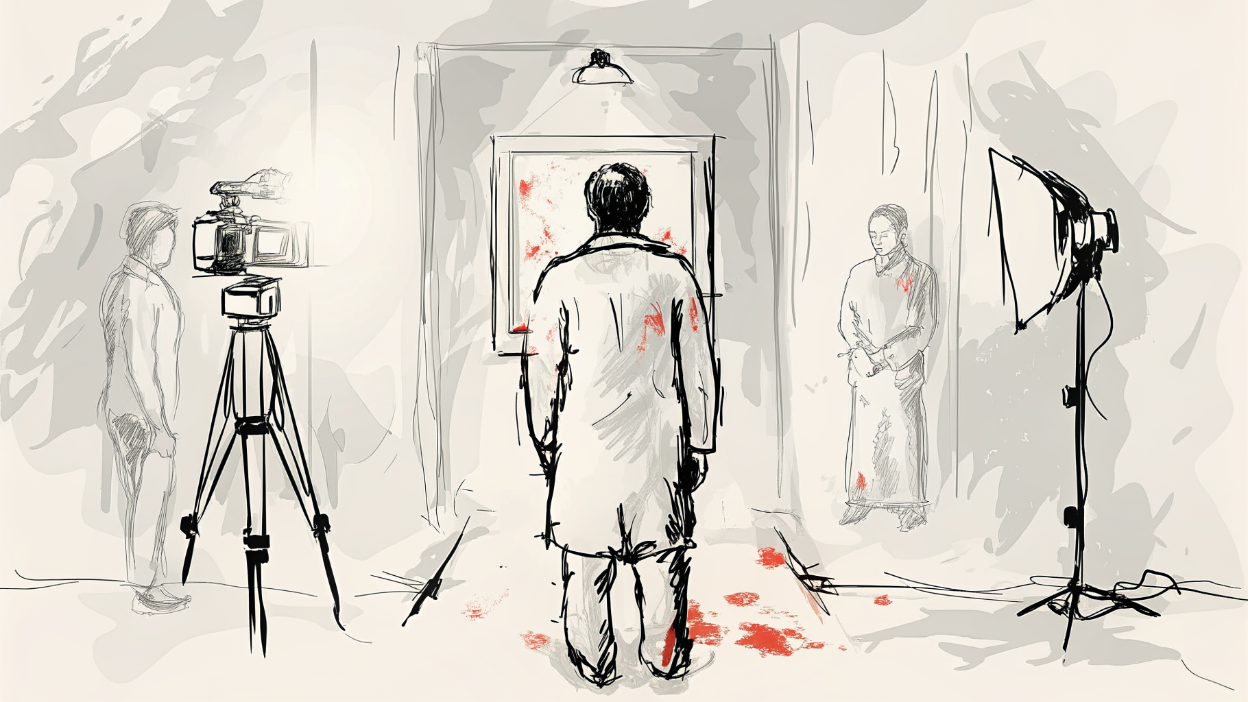 Analyste seul scrutant un globe en verre fissuré sous un projecteur