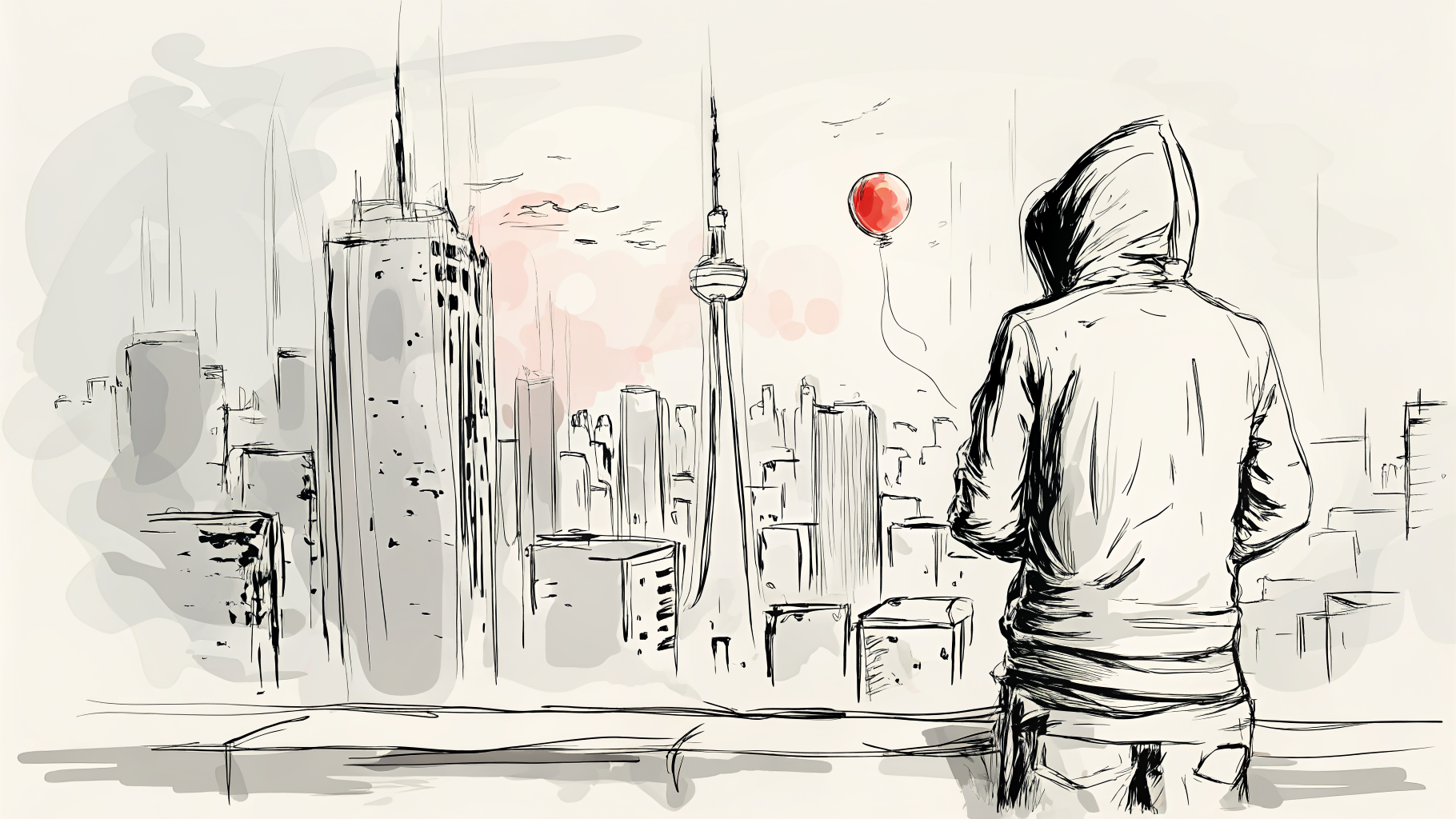 Entrepreneur en hoodie lançant un filet lumineux sur une mer numérique de données au sommet d'un bureau vitré