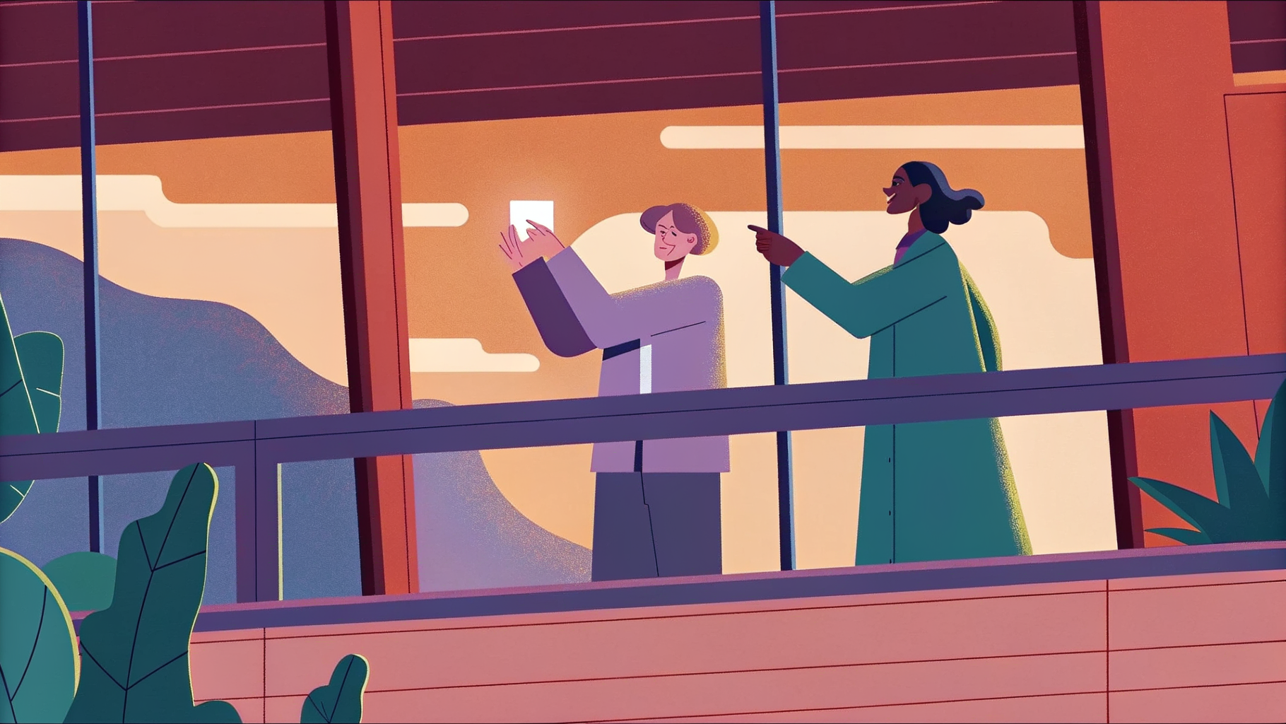 Conservateur insérant pièce lumineuse dans réseau d'orbes connectés, atrium vitré