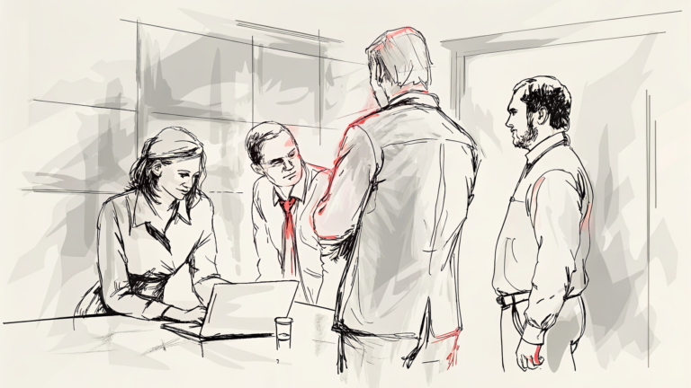 Équipe autour d'une sphère holographique vacillante dans salle de réunion vitrée