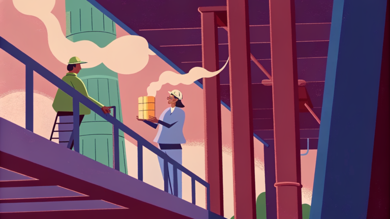 Ingénieure sur passerelle, pièces d'or dans une main et serveur en surchauffe dans l'autre